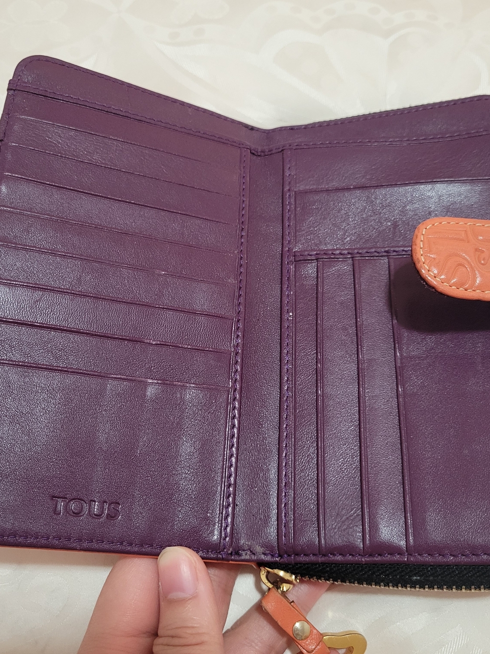 TOUS Plum Leather Fold Wallet